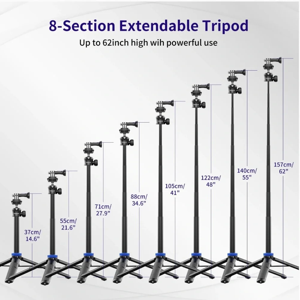 NEW! Lightweight Camera Tripod Stand for GoPro Selfie Stick 62